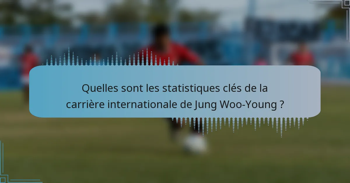 Quelles sont les statistiques clés de la carrière internationale de Jung Woo-Young ?